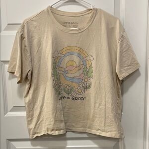 Life is Good women’s' Cream crop Graphic T-Shirt L
